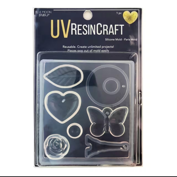 2/$12 Blue Moon Studio™ UV Resin Craft Paris Shapes Flat Mold - Picture 3 of 7